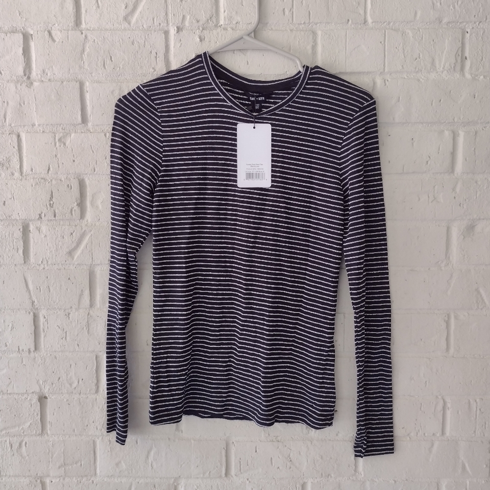 NWT Saint and Sofia Austen crew tee in black stripe size small US 6